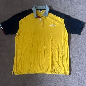 Vintage Tommy Hilfiger Tommy Jeans Yellow and Navy Polo Shirt